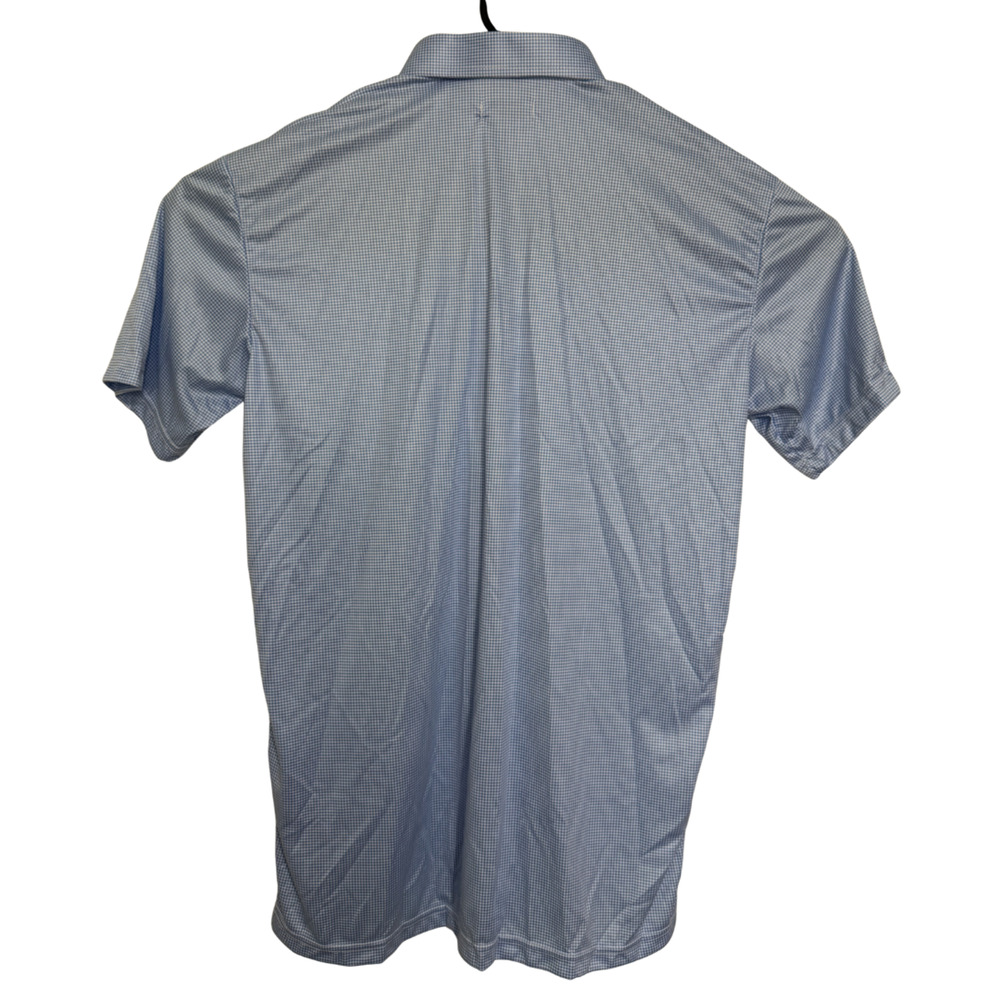 Collars & Co Mens Large Relaxed Blue Houndstooth Performance Polo NWT - Picture 5 of 9